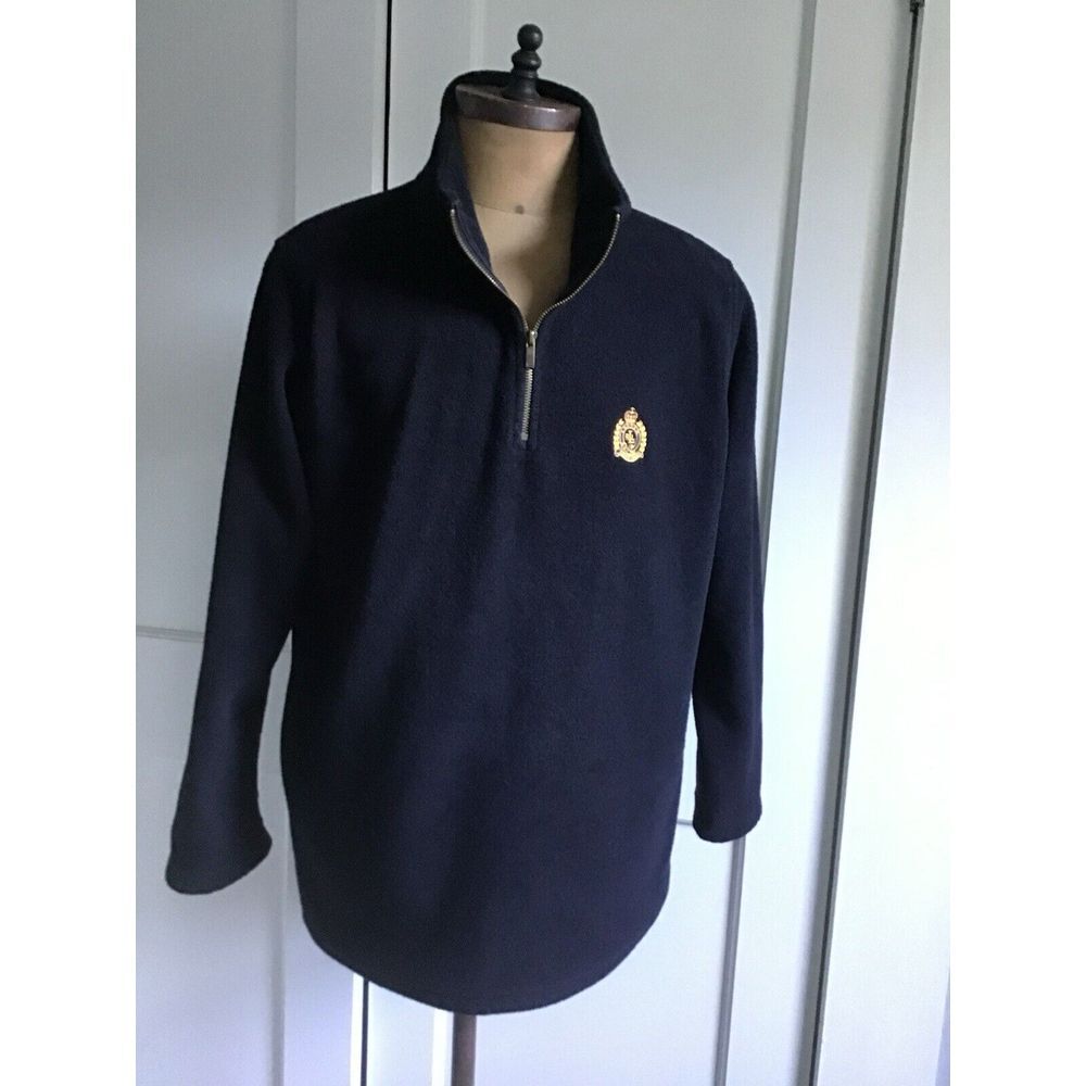 Lauren Ralph Lauren Men's Black Crest 1/4 Zip Fleece Jacket Size 1X Embroidered